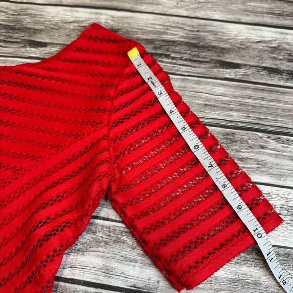 Ubranded Womens Cocktail Dress Bright Red S SM Small Lace Box Pleat Bubble Skirt - Picture 11 of 12